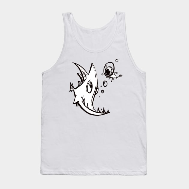 Crazy fish and frog Tank Top by Jason's Doodles